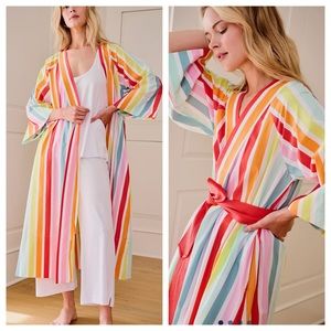 LAKE x Atlantic Pacific Bell Robe in Rainbow Stripe